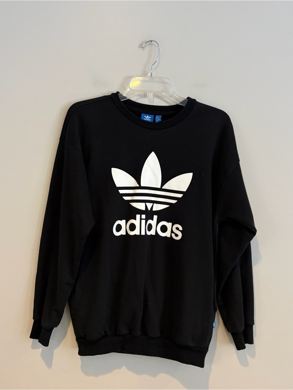 adidas Black Crewneck Sweatshirt with White Trefoil Logo
